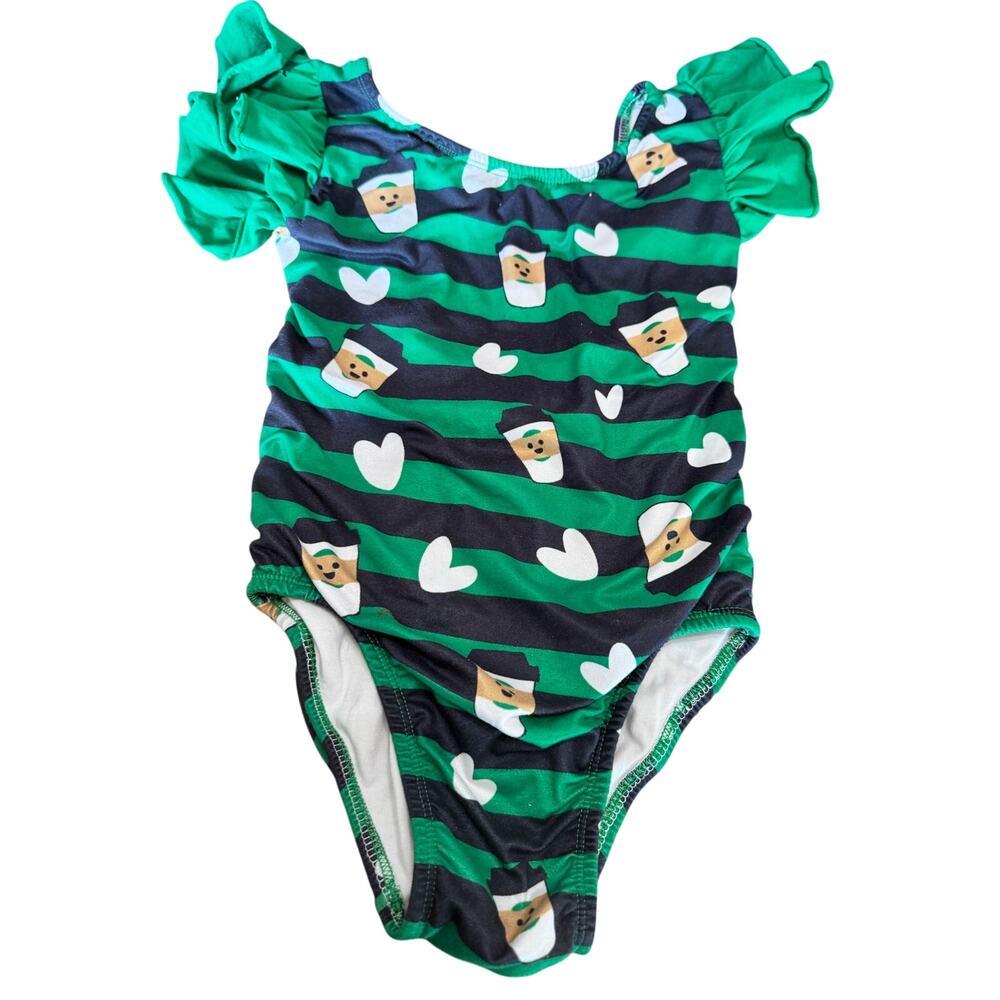 ISP Dancewear Happy Coffee Ruffle Leotard Girls Small Size 6 Gymnastics Dance